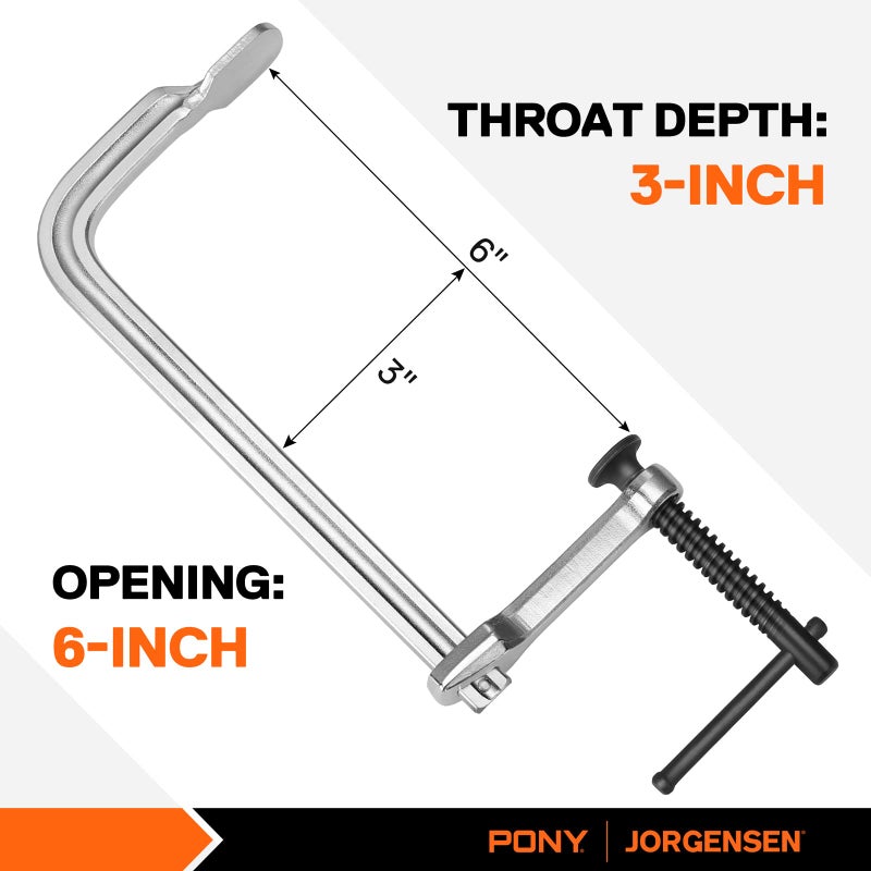 Jorgensen Bar Clamps, 6-Inch Light-duty Drop Forged Steel Bar Clamps for Woodworking and Welding, 2 Pack - Image 2